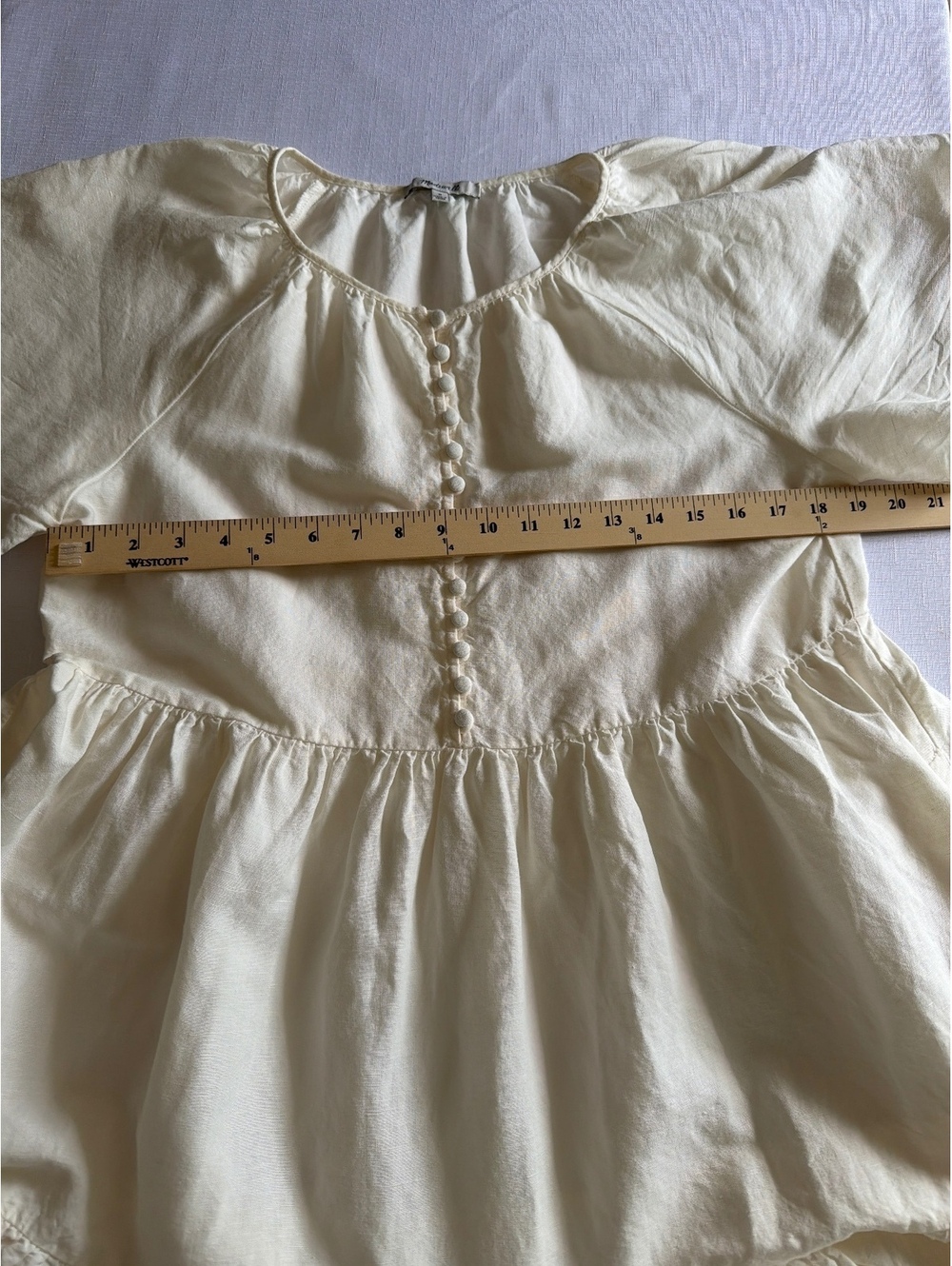 Madewell Linen-Blend Flutter-Sleeve Tiered Mini Dress Size M - Picture 5 of 8